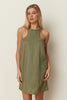 KHAKI LINEN MINI DRESS