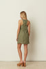 KHAKI LINEN MINI DRESS