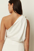 WHITE SATIN ONE-SHOULDER TOP