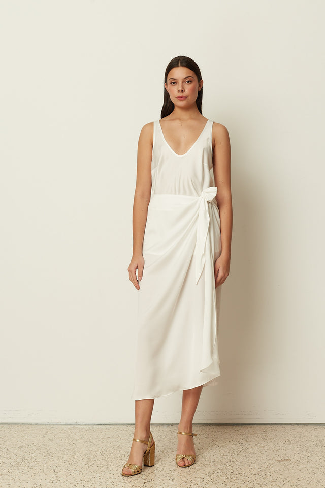 WHITE COTTON SATIN TOP