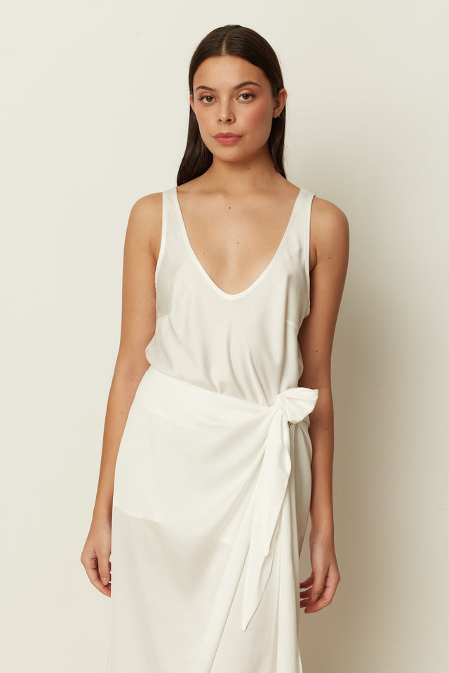 WHITE COTTON SATIN TOP