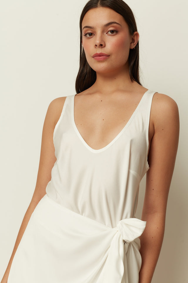 WHITE COTTON SATIN TOP