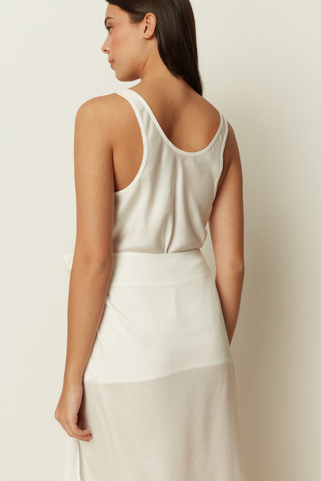 WHITE COTTON SATIN TOP
