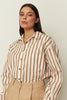 BEIGE COTTON POPLIN STRIPED SHIRT
