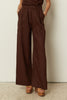 BROWN LINEN WIDE LEG PANTS