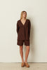 BROWN LINEN KIMONO