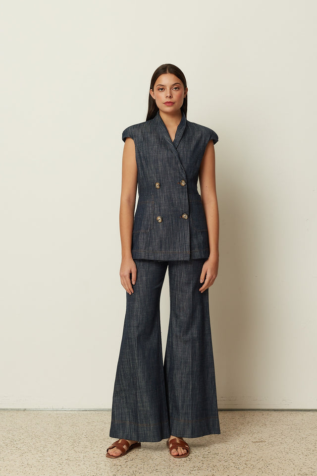 DENIM SHORT SLEEVE BLAZER