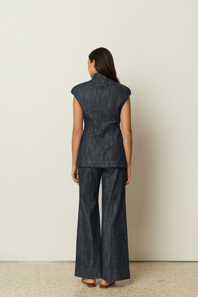 DENIM SHORT SLEEVE BLAZER