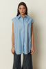 BLUE SLEEVELESS SHIRT DRESS