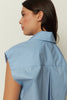 BLUE SLEEVELESS SHIRT DRESS