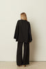 BLACK LINEN WIDE LEG PANTS