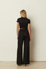 BLACK LINEN WIDE LEG PANTS