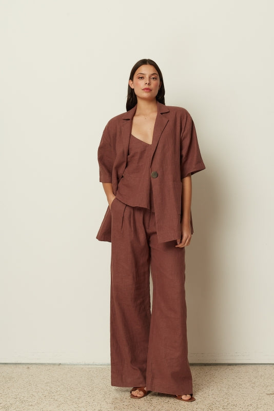 MAROON WIDE LEG PANTS