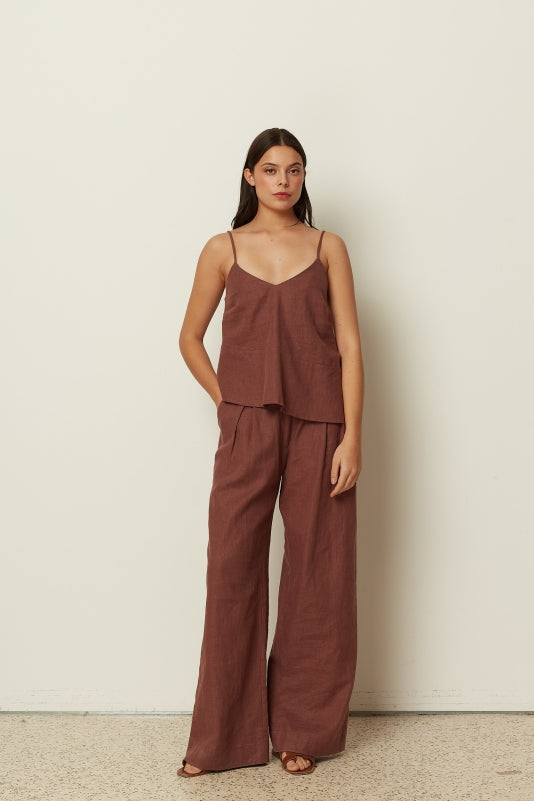 MAROON WIDE LEG PANTS