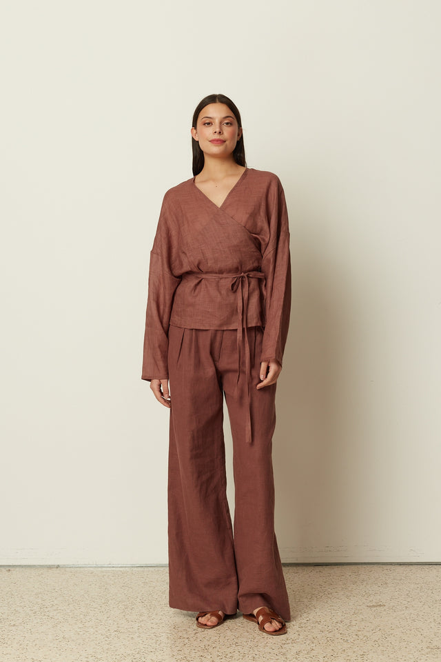 MAROON KIMONO BLOUSE