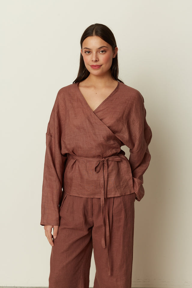 MAROON KIMONO BLOUSE