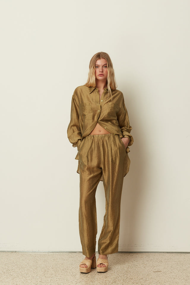 OLIVE SHEER PANTS
