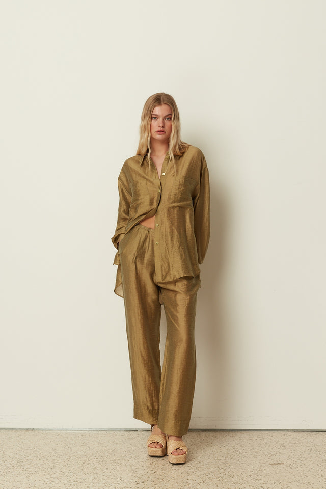 OLIVE SHEER PANTS
