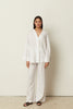 WHITE LINEN WIDE LEG PANTS