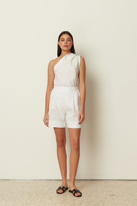 WHITE LINEN SHORTS