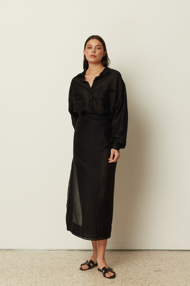 BLACK SHEER SHIRT