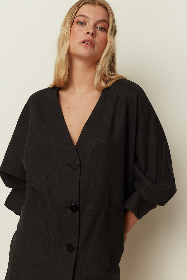 BLACK OVERSIZED KIMONO SHIRT