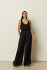 BLACK COTTON SATIN TOP