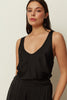 BLACK COTTON SATIN TOP