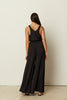 BLACK SATIN WIDE-LEG PANTS