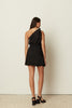 BLACK SATIN ONE-SHOULDER TOP
