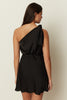 BLACK SATIN ONE-SHOULDER TOP