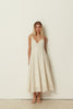 WHITE SEQUINED FLARED DRESS