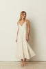 WHITE SEQUINED FLARED DRESS