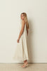 WHITE SEQUINED FLARED DRESS