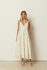 WHITE SEQUINED FLARED DRESS