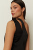 BLACK ASYMMETRICAL CUT-OUT TAILORED VEST