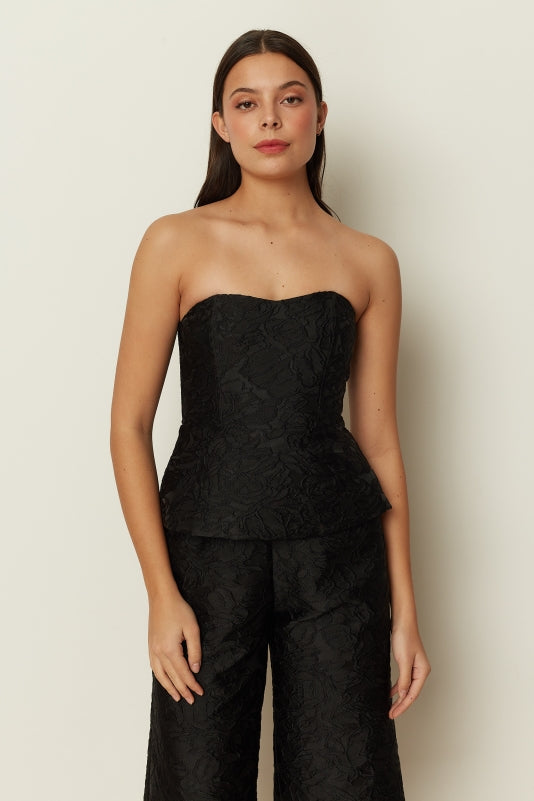 BLACK TEXTURED BUSTIER