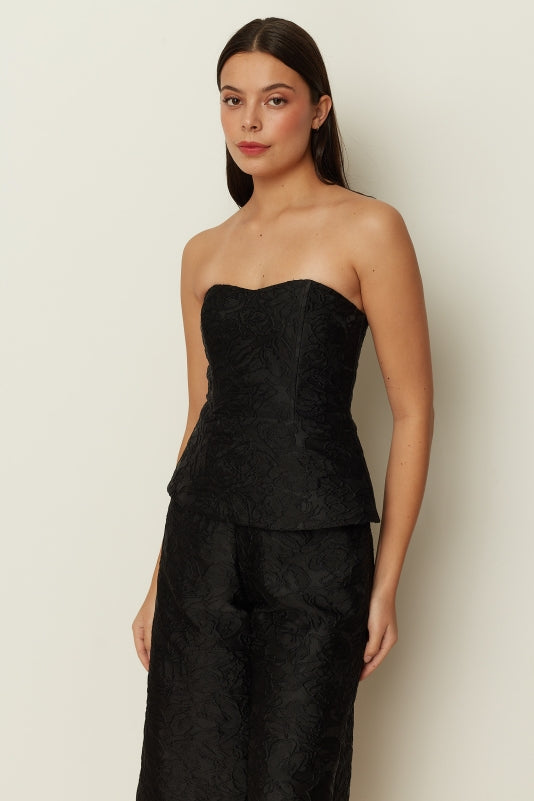 BLACK TEXTURED BUSTIER