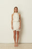 WHITE WRAP COLLAR MINI DRESS
