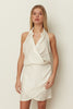 WHITE WRAP COLLAR MINI DRESS