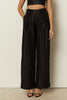 BLACK METALLIC PLEATED WIDE LEG PANTS