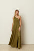ONE SHOULDER FLARED DRESS OLIVE
