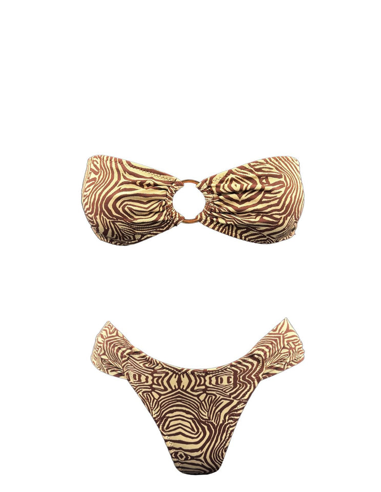 BROWN ZEBRA STRAPLESS BIKINI