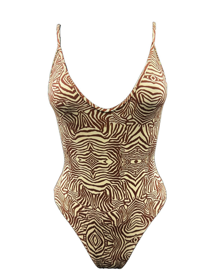 BROWN ZEBRA ONE PIECE
