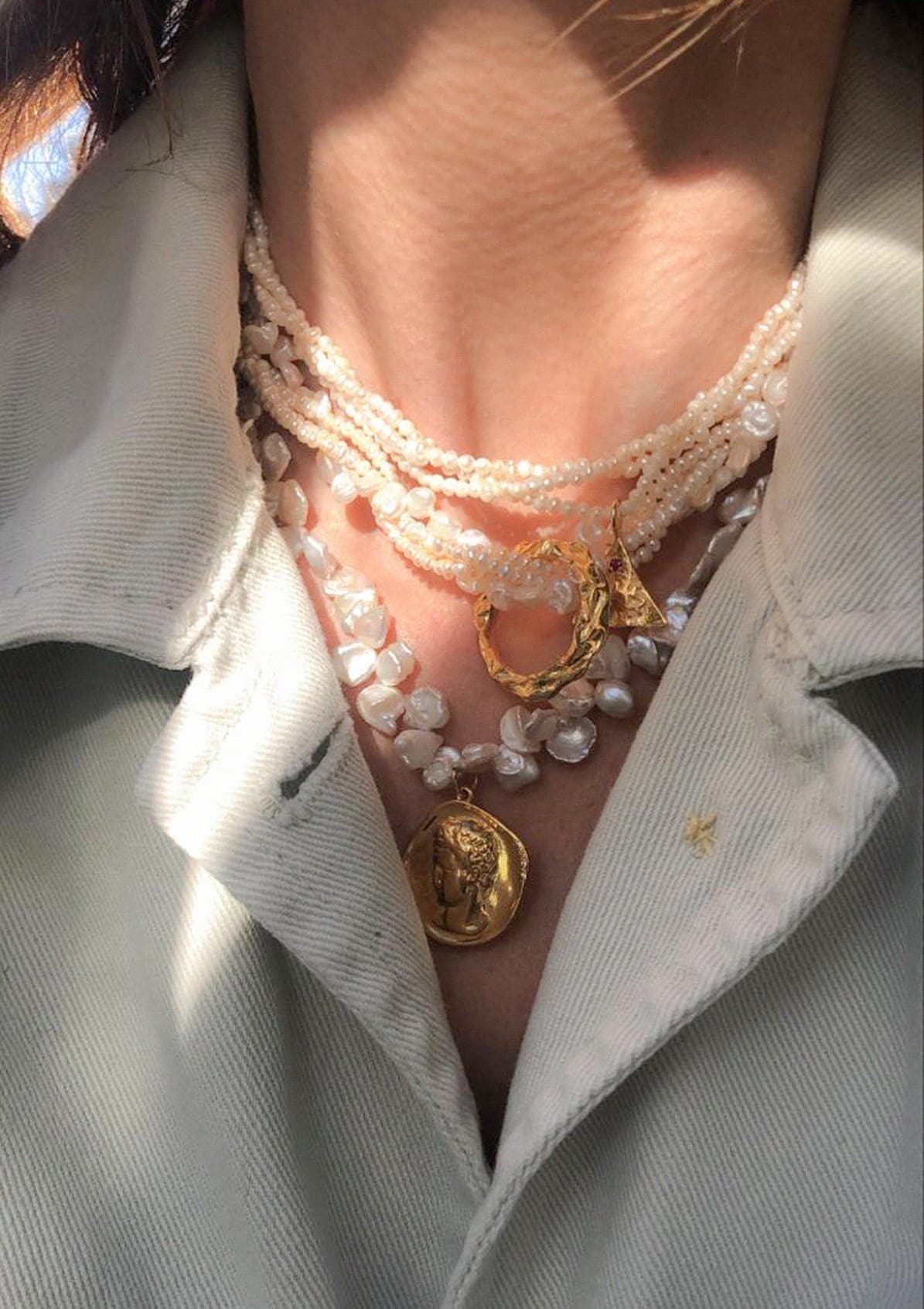 Full Moon Tangled Pearl Necklace