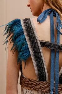 Yahto feathered vest blue