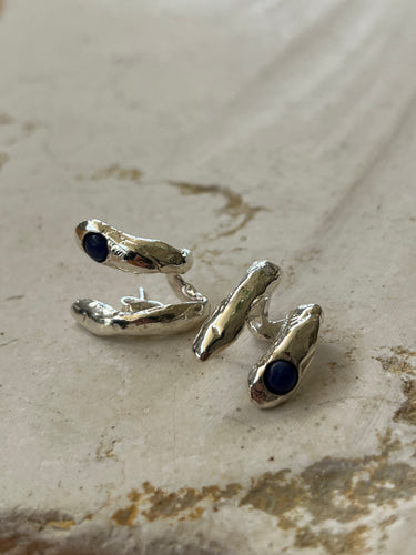 NA165 EEL EARRINGS BLUE LAPIS AZULI